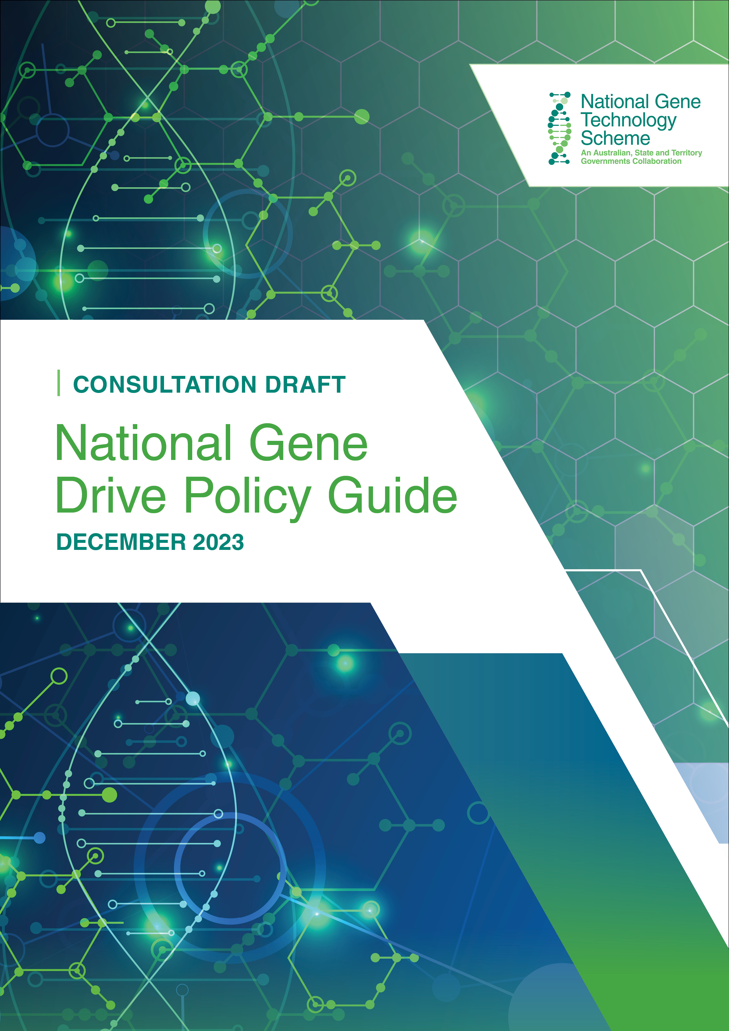 Cover image of the consultation draft national gene drives policy guide.
